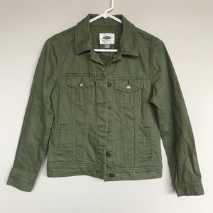 Old Navy Olive Green Denim Trucker Jacket Size S